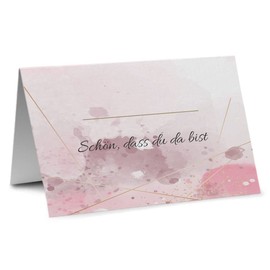 Partycards 50 Tischkarten/Platzkarten DIN A7 für Hochzeit, Geburtstag, Kommunion, Taufe (DIN A7, Aquarell)