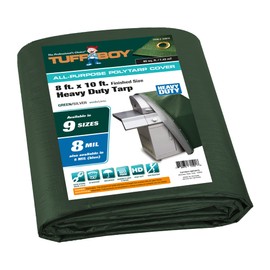 TUFFBOY 8x10 Waterproof Tarp – 8 MIL Heavy-Duty Poly Tarp Cover – Tear-Resistant, UV Resistant, Weatherproof, Multipurpose Tarpaulin for Camping, Roof, Patio, Pool, Boat, Car, Outdoor Protection