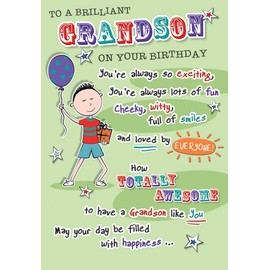 Piccadilly Greetings Birthday Card Grandson - 9 x 6 inches - Regal Publishing, beige|red|yellow