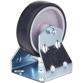 Metafranc Fixed castor, diameter 75 mm, 60 x 60 mm plate, rubber wheel, soft tread, sliding bearing, 60 kg load capacity, transport castor, furniture castor, heavy duty castor, 800580