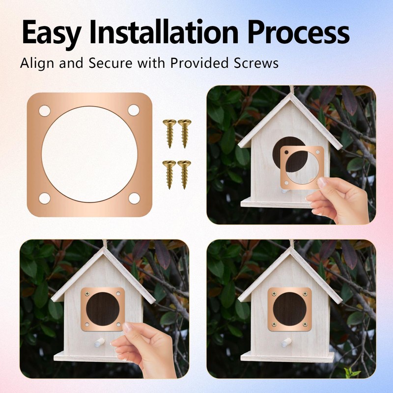 YAFIYGI 4 Pieces Birdhouse Predator Guard Copper Portal Metal Protector