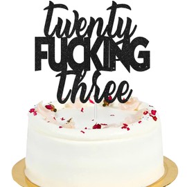 Decoración para tartas de cumpleaños de 23 años, color negro, con purpurina, decoración para fiestas de cumpleaños de 23 años, suministros para adultos