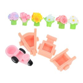 Kisangel Miniature Farm Cart Models DIY Garden Accessories for Micro Landscape Decoration Unique Resin Figurines for Dollhouse and Garden Miniature Ornaments