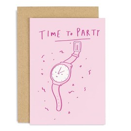 Old English Co. Time to Party Happy Birthday Card for Him Her - Congratulations Card for Exams, New Job, Graduation - Blank Inside & Envelope Included