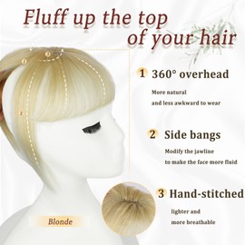 Ainimiu Clip in Bangs, Hair Toppers for Women 100% Real Human Hair, Hair Extensions 360° 3D Cover Fake Bangs for Women