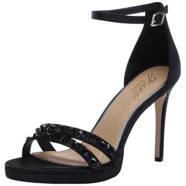 Jewel Badgley Mischka Women's Hustle Heeled Sandal, Black Satin, 6.5