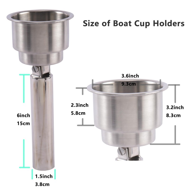 316 Stainless Steel Drop-in Boat Cup Holder,Portable Drink Holder,Adjustable Angle
