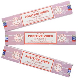 Satya Nag Champa Incense Sticks | x3 pack | with Booghe incense sticks holder (Positive Vibes)