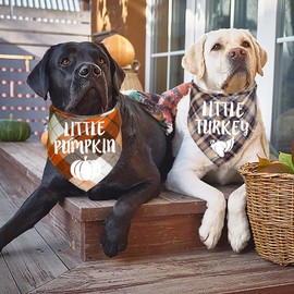 JOTFA 2 Pack Thanksgiving Dog Bandanas, Holiday Dog Bandanas Dog Thanksgiving Fall Bandanas Scarf Dog Thanksgiving Outfit for Small Medium Large Dogs Pets (Large)