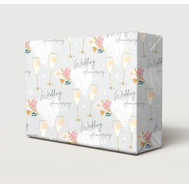 4 Sheets 4 Tags 40th Ruby Wedding Anniversary Wrapping Paper Beautiful Classy And Elegant Flowers Champagne Glasses Design Ruby Wedding Anniversary Giftwrap