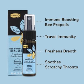 COMVITA Propolis Natural Throat Spray, Soothing Mint Flavor with New Zealand UMF 10+ Manuka Honey, Natural Immune Support, Antioxident, Dietary Supplement 0.7 Fl oz (Pack of 2)