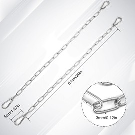 XIHIRCD 2pcs Gate Chain Links, 20 Inch Stainless Steel Outdoor Gate Chain Lock with Carabiners Security Gate Latch Chain Lock for Outside Fence, Yard, Barn, Horse, Goat, Dog Stall (Silver, 3mm Thick)