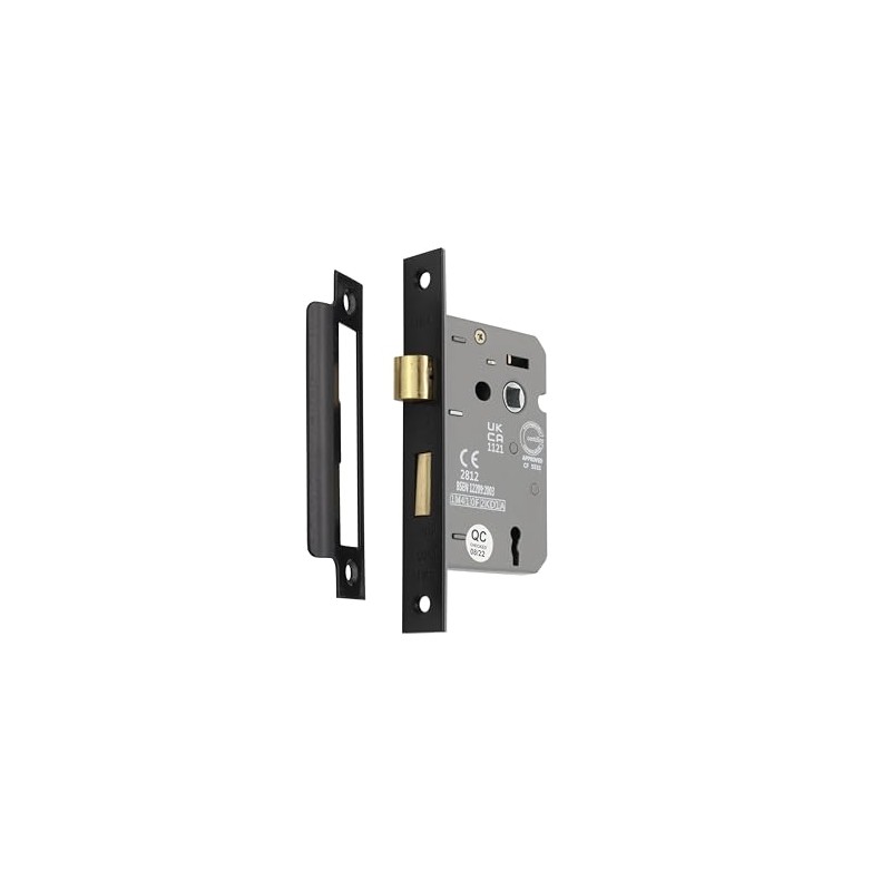 Infinity Decor CE Approved 2.5” Matt Black 3 Lever Mortice