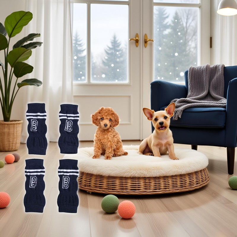 Pssopp 4Pcs Dog Elbow Protector, Dog Legs Socks Knitted Leg