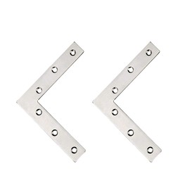 Flat L Shaped Corner Bracket, Tiberham 2Pcs 120 x 120 mm Stainless Steel Right Angle Corner Brace Repair Plate, Heavy Duty Furniture Fastener Joint Corner Connector for Wood Shelf Cabinet Table Chair