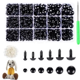 TZAONEN Safety Eyes 350Pcs 6-14 mm Plastic Safety Eyes Craft Eyes with Washers for Amigurumi Stuffed Animal Crochet Projects Teddy Bear Puppet Toys DIY Crafts Making, BLACK