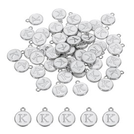 QUARKZMAN Letter K Enamel Letter Pendant Jewelry Charms Enamel Initial Pendant White Charms for Jewellery Making Bracelet Crafts Pack of 50
