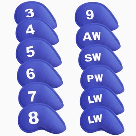 Golf Iron Headcovers Velcro Closure Printed Numbers Value 12 Pack,Golf Iron Head Covers Soft Durable Protector Lightweight for Men Women (Blue)