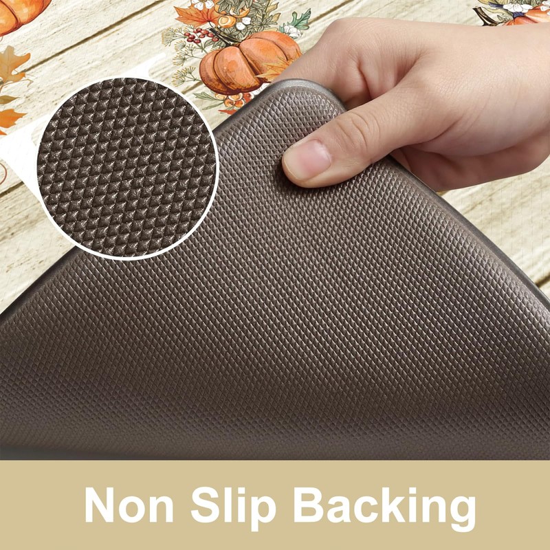 KIMODE Fall Kitchen Mat for Floor Anti Fatigue, Pumpkin Orange