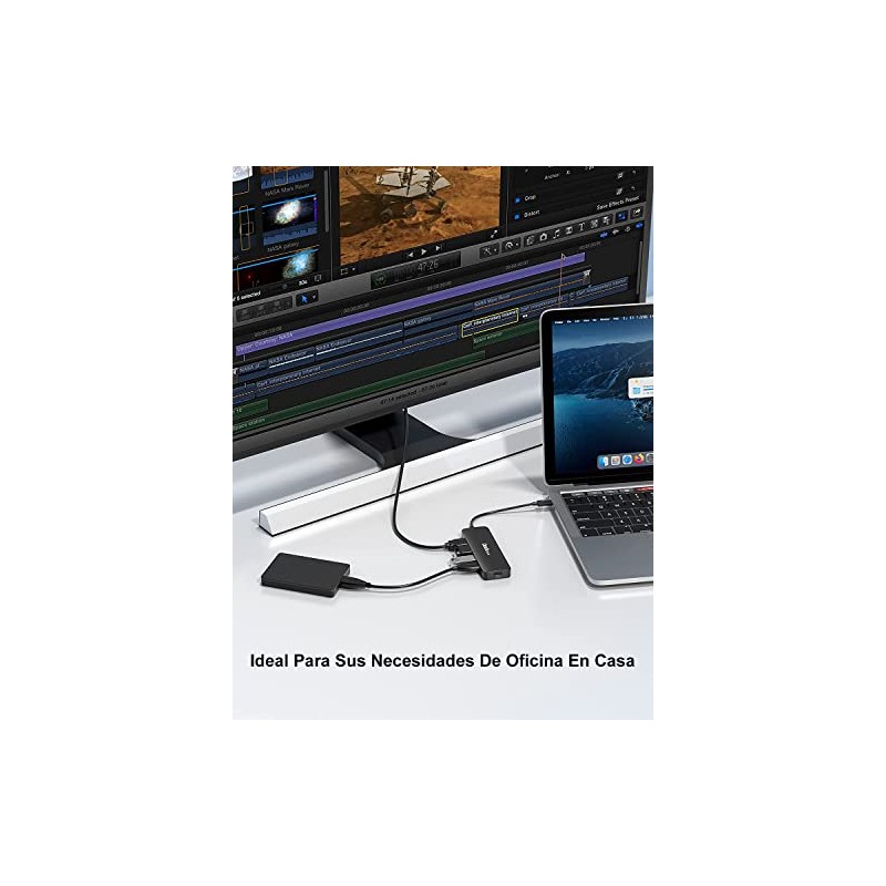 dockteck Hub USB C 4K 60Hz, Adaptador multipuerto USB C
