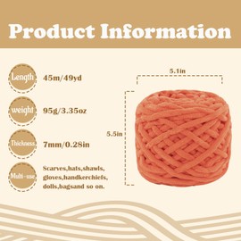 MESTOON 1/4/9 Pack Chunky Chenille Yarn 100g/3.05oz Thick Soft Velvet Baby Yarn for Crocheting Hand Knitting Sweater Scarf Blankets DIY Craft (Orange, 4 Pack)