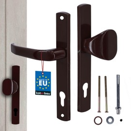KOTARBAU® Door Handle Set 92 mm Long Plate Brown Profile Cylinder for Doors Gates Gates