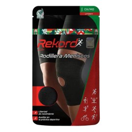 Rodillera Deportiva Rekord Flexible y Ajustable para Meniscos, en Negro Talla CHM                                                                     