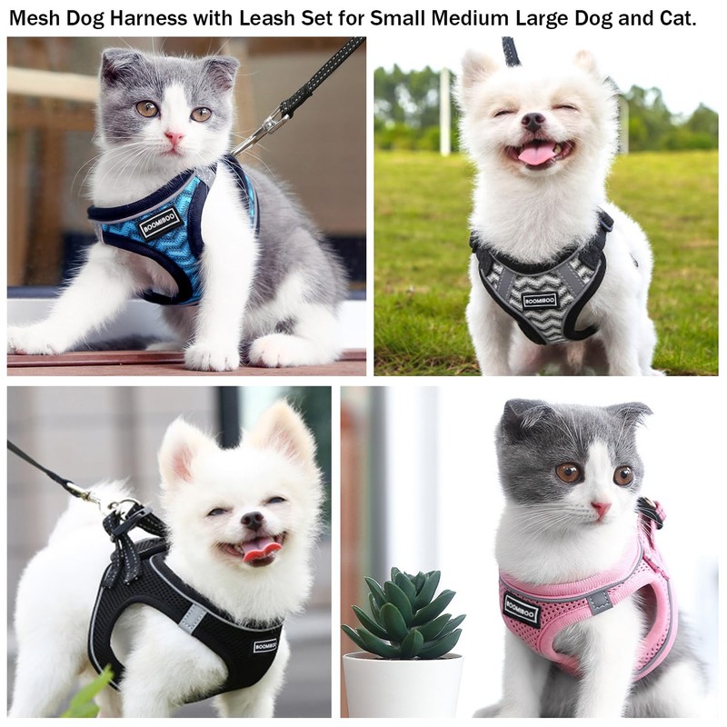 Dog Harness with Leash Set, No Pull Adjustable Reflective Step-in