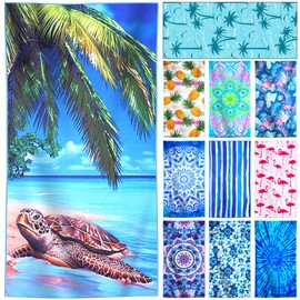 Genovega Microfiber Lightweight Thin Beach Towel Compact Sandproof Clearance Towels Quick Dry Sand Free Swim Pool Camping Travel Essentials Accessories Vacation Women Men Adults Blue Big Turtle