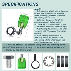 EOHMAK Car Steering Wheel Spinner Knob Acrylic Crystal Steering Wheel Booster Ball Car Power Handle Spinner Knobs Steering Wheel Aid Spinners for Cars Tractors Trucks Car Accessories(Green)