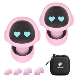 Kids Ear Plugs (6-12 yrs) - Reusable Noise Reduction Earplugs for Focus, Travel, Concerts, Socializing, Sports, 8 Ear Tips in XS/S/M/L,PK-H