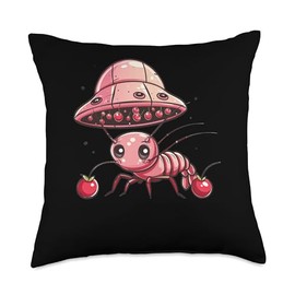 Cherry Shrimp UFO Selfie Throw Pillow