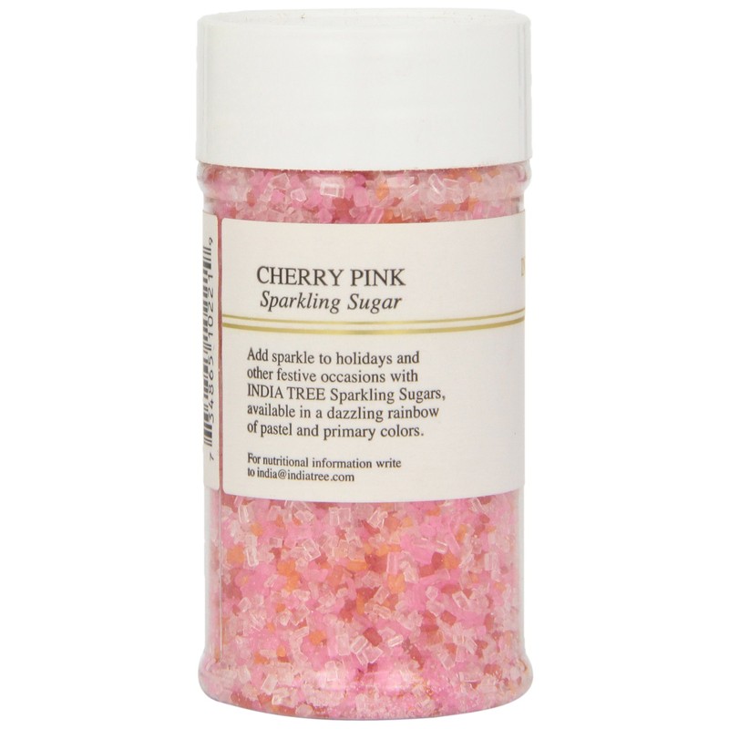 India Tree Cherry Pink Sparkling Sugar, 3.5 oz | Vibrant