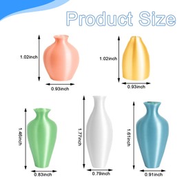 Wbgraceful Cute Mini Vase Magnets for Fridge – 5pcs Tiny Magnetic Bud Vases with Plastic Flowers – Mini Vase Magnets for Refrigerator Decor, Kitchen, Home