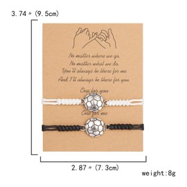 RINHOO 2Pcs Soccer Ball Basketball Bracelets Sport Baseball Rugby Charm Bracelet Adjustable Braided Rope Bracelet Friendship for Teens Boys Girls Team Women Men, 金属, no gemstone