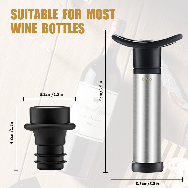 OWO Wine Vacuum Pump and 4 Stopper, Wine Save &