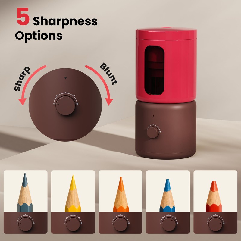 VUSIGN Electric Pencil Sharpener with 5 Adjustable Settings for Artists,