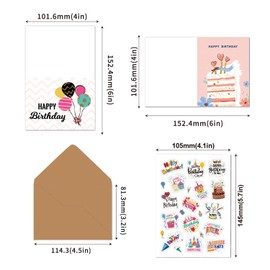 20Pcs Birthday Cards Assortment 3"x4"with Envelopes and Stickers for Family, Kids, Friends, Work & Office Celebrations