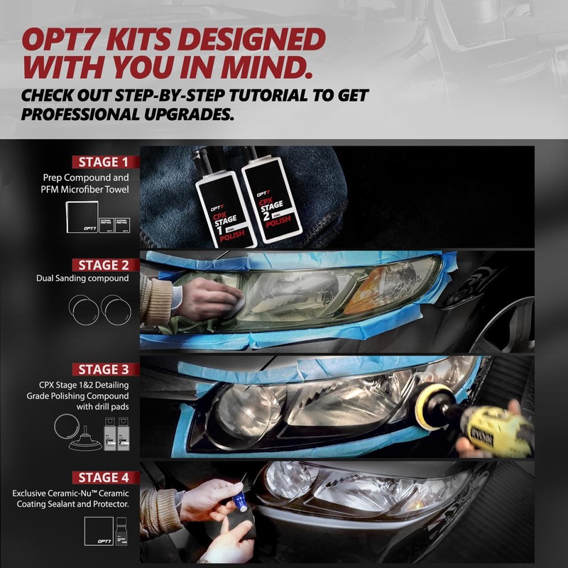 OPT7 Headlight Restoration Kit with Exclusive Ceramic Nu Coating -