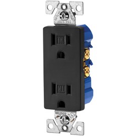 Eaton TR1107-9BK Tamper Resistant Decorator Duplex Receptacle, Black