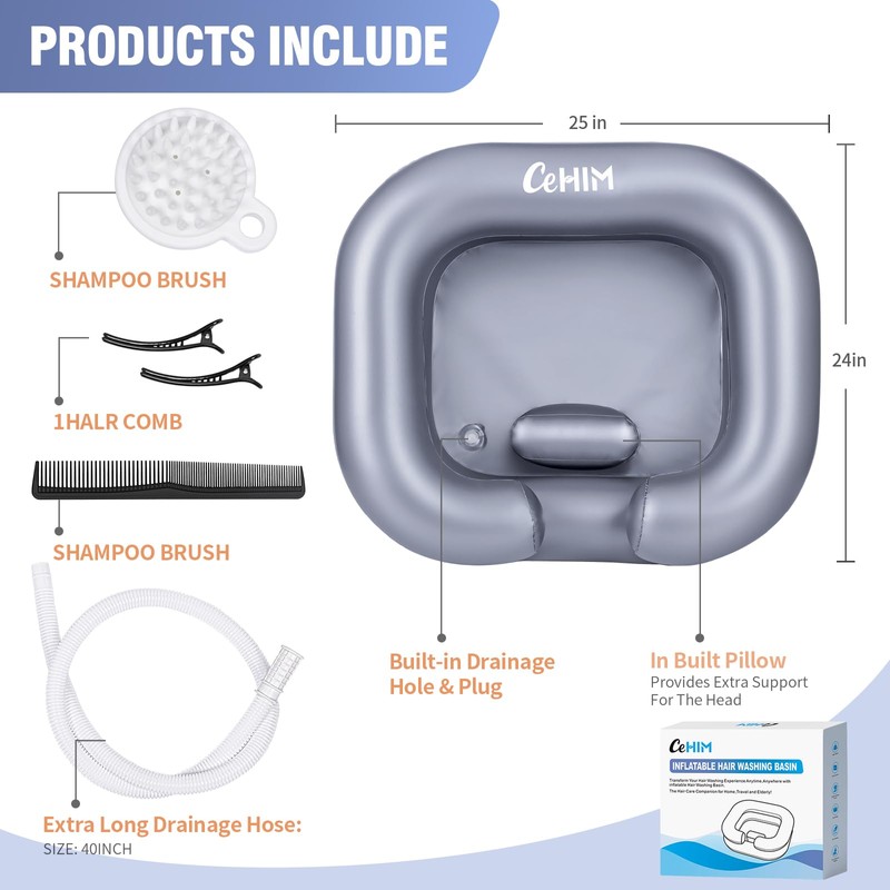 Cehim Inflatable Shampoo Basin - Portable Shampoo Bowl, Hair Washing
