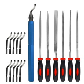 VASTOOLS Deburring Tool Kit,with 6Pcs Needle Files. 6-1/2" Metal Handle Chamfer Tool for Resin Aluminum Brass Plastic Pipes Tube Hole 3D Art with Extra 10 HSS Blades