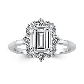 RODIFFY 2.5CT Elongated Emerald Cut 5A Cubic Zirconia Engagement Ring, Simulated Diamond Promise Ring in 18K White Gold-Plated Sterling Silver (White Gold, 4.5)