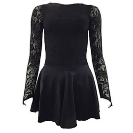 Starlite Black Zoe Dance Dress with Lycra Skirt for Women, Size M