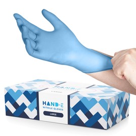 Hand-E Touch Hand-E Touch Blue Nitrile Disposable Gloves Large 100 Count - Latex Free Medical Exam Gloves, Powder Free Food Safe Cooking Gloves