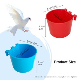 30 Pcs Cage Cups Birds Feeders Bowl Chicken Feeding Watering Dish Hanging Wire Cages Box Coop Cups for Pet Parrot Parakeet Gamefowl Poultry Pigeon and Quail（Blue and Red）
