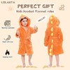 LOLANTA Children's Fleece Dinosaur Bathrobe Plush Hooded Bathrobe for 1-8