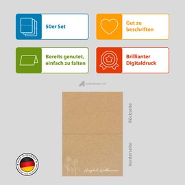 Partycards Pack of 50 Wedding Place Cards for Communion Confirmation, Name Badges Birthday, Table Decoration Name Cards Christening, Table Decoration, Name Plate, Place Cards Birthday