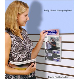 Marketing Holders SlatWall Mount Brochure Holder 6.5" W Maps Literature Printed Material Bifold Pamphlet Display Booklet for Hospitals and Lobbies Clear Acrylic