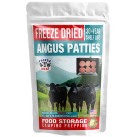 FREEZE MEAT Freeze-Dried ANGUS Beef Patties, 6-Count Family Pack, 2 lbs, 30 Year Shelf Life, Refrigeration Free | Backpacking & Camping Food Emergencies & Food Storage|GRASS FED|